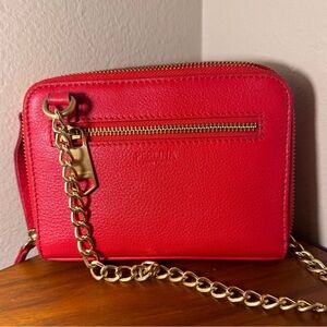 Perlina New York Red Leather Chain Wallet Crossbody